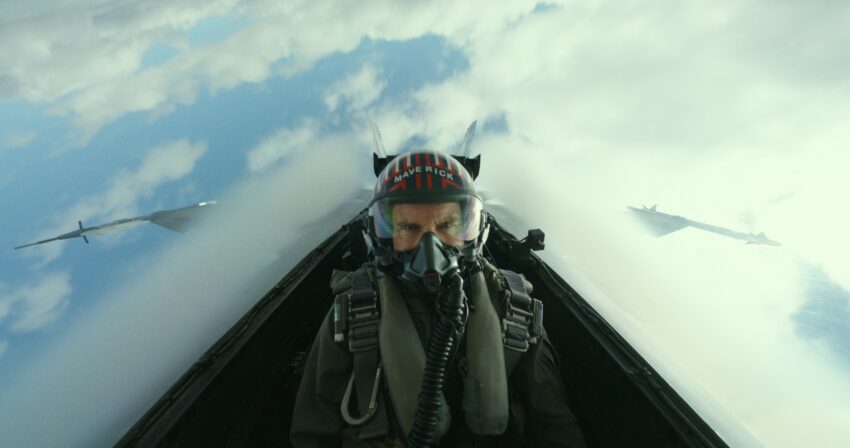 Tom Cruise inside a plane in Top Gun: Maverick
