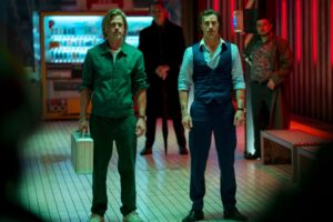 Brad Pitt and Aaron Taylor Johnson in Bullet Train movie