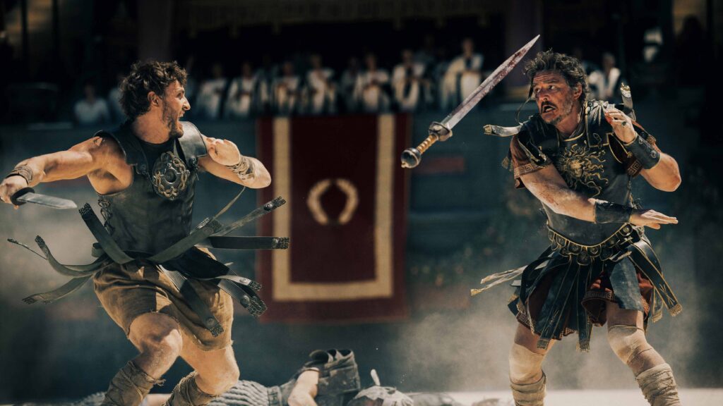 Pedro Pascal and Paul Mescal in Gladiator II