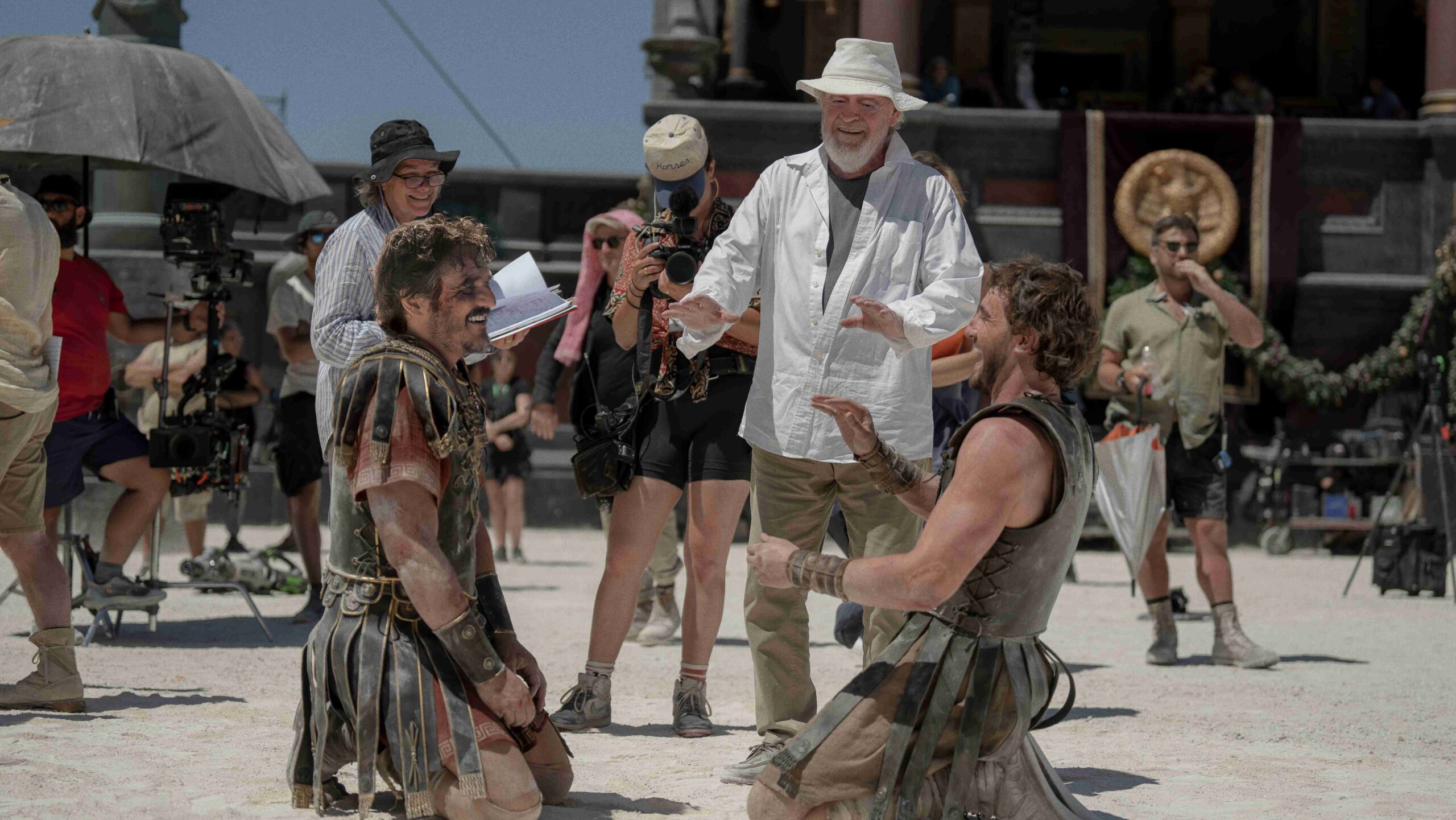 Director Ridley Scott on the set of Gladiator II