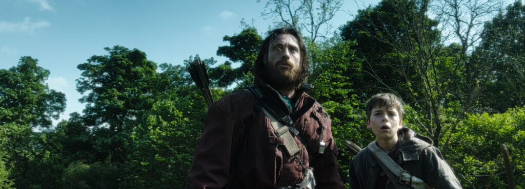 Aaron Taylor-Johnson and Alfie Williams out in the woods