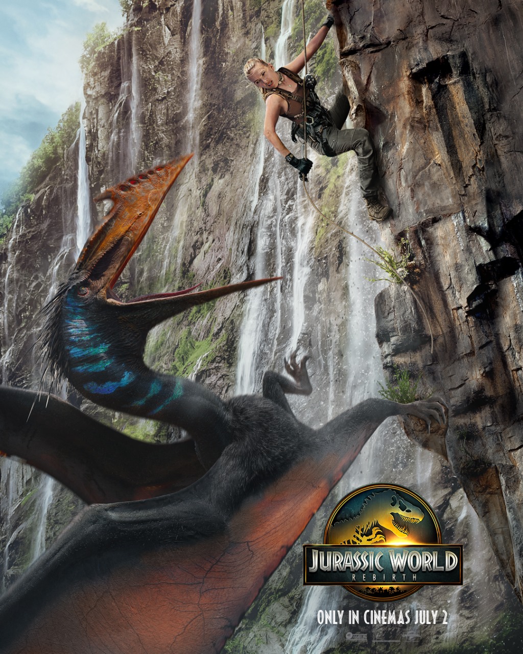 jurassic world rebirth movie poster now showing in cinemas