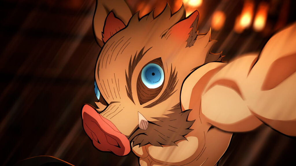 Inosuke is all action while facing demons. Watch Demon Slayer: Infinity Castle in cinemas.