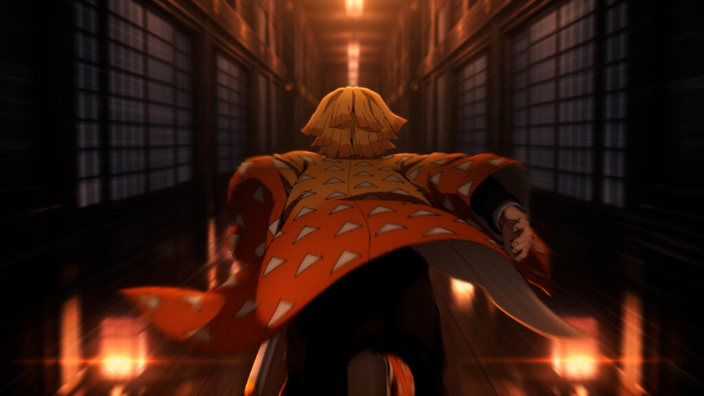 Zenitsu lunges into action. Watch  Demon Slayer: Kimetsu no Yaiba Infinity Castle in cinemas