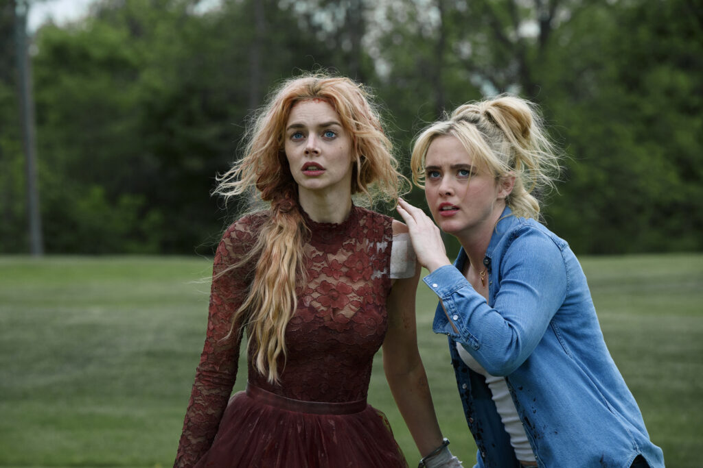 Samara Weaving and Kathryn Newton in Ready or Not 2 movie still