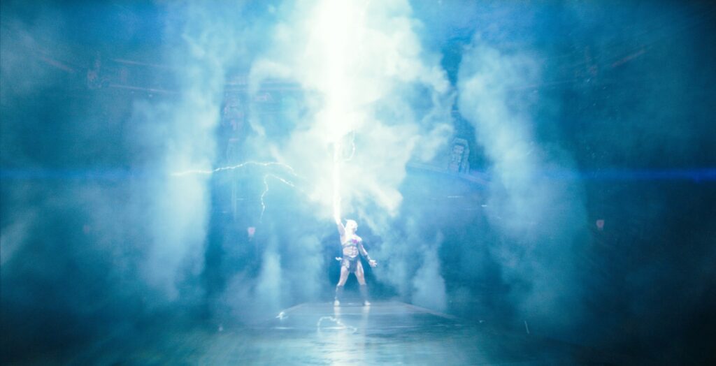 He-Man wielding the sword in Masters of the Universe