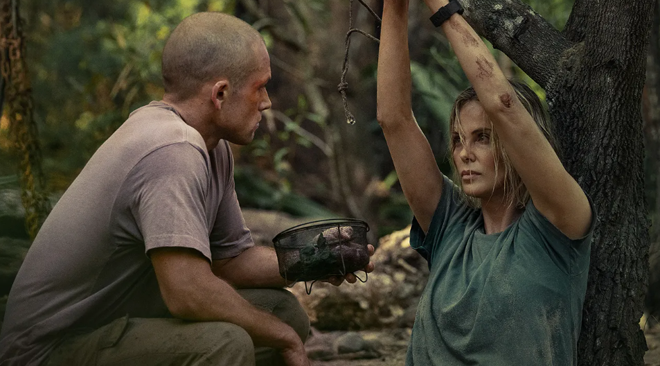 Taron Egerton and Charlize Theron in Apex movie